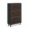 Schuhschrank aus Holz und Metall, Dunkelbraun/Schwarz