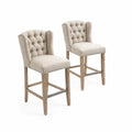 Barhocker-Set mit Massivholzrahmen Leinen Beige