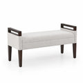 Holz und Leinen Sitzbank Beige