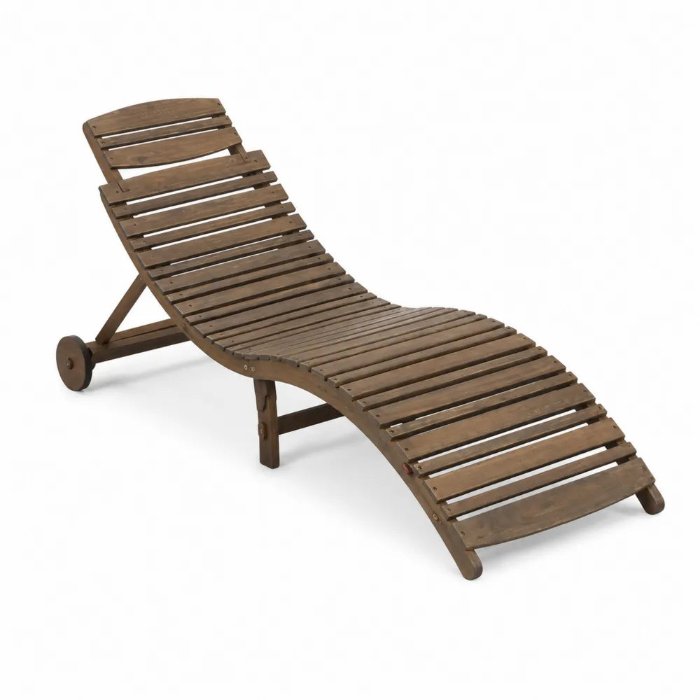 Holz Gartenliege aus Akazienholz mit Rädern