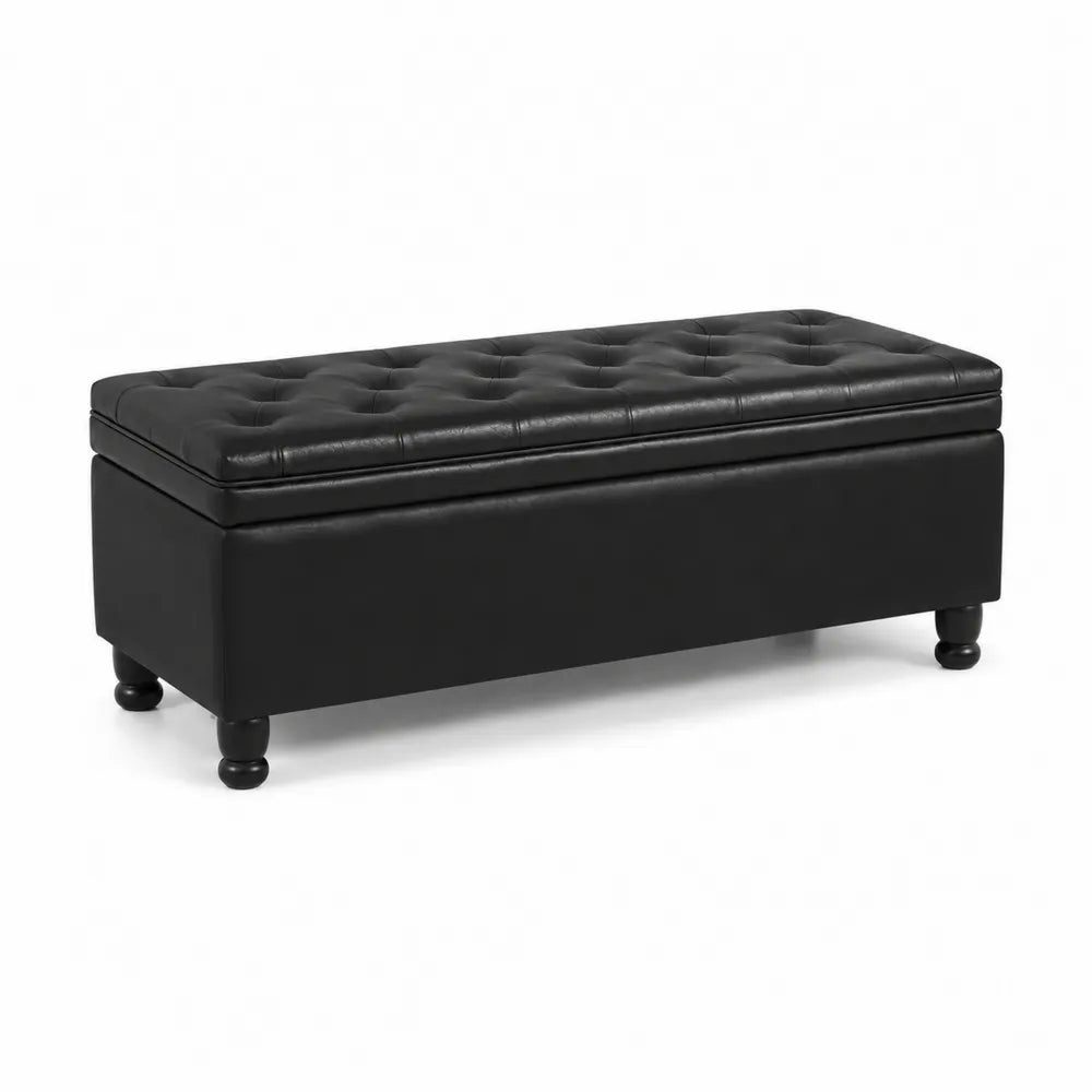 Schwarze Sitzbank aus PU-Leder 120x45x40cm
